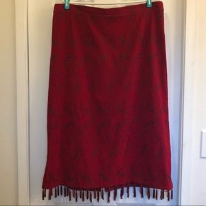 Sag Harbor Dress Woman Paisley, Fringed Skirt